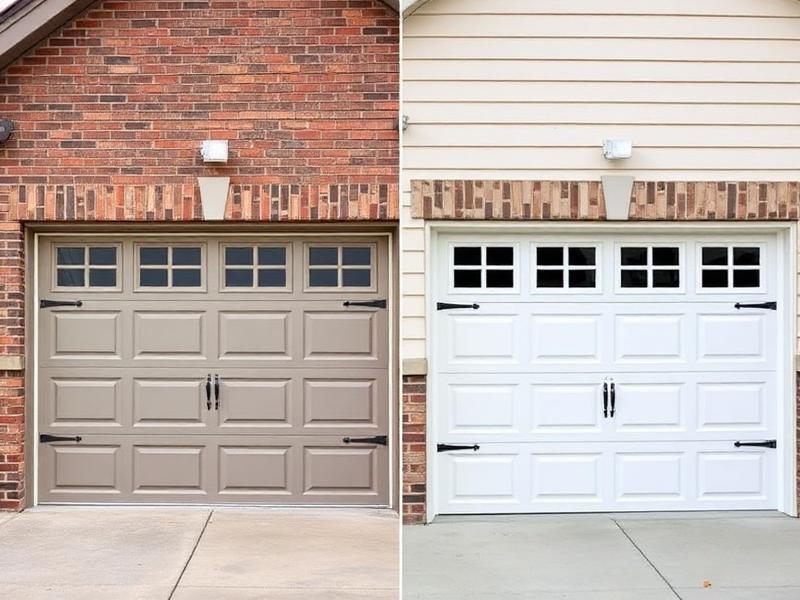 Side by side comparison of premium and standard garage doors
