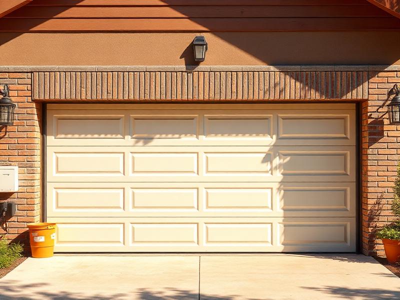 Well-maintained garage door in summer sunlight